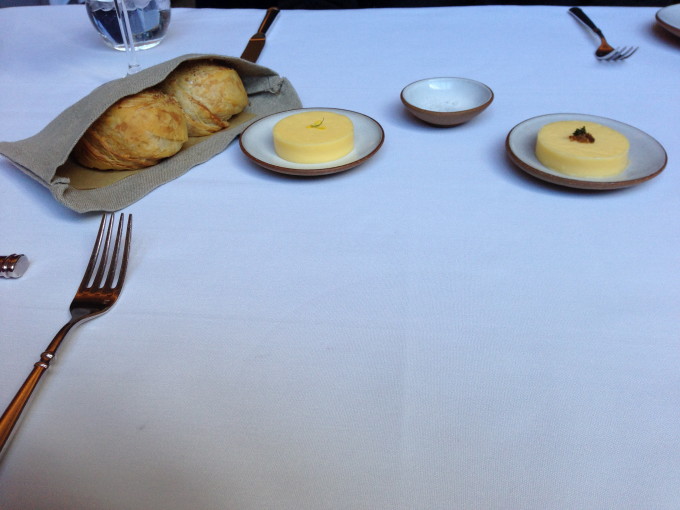 Bread with Two Types of Butter (one is a regular butter and the other one is a duck fat infused)